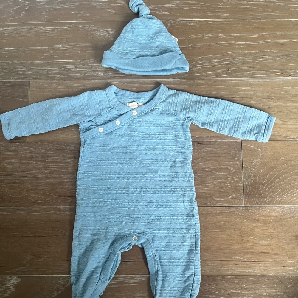 Burt's Bees Sky Blue Kids One Piece with Hat